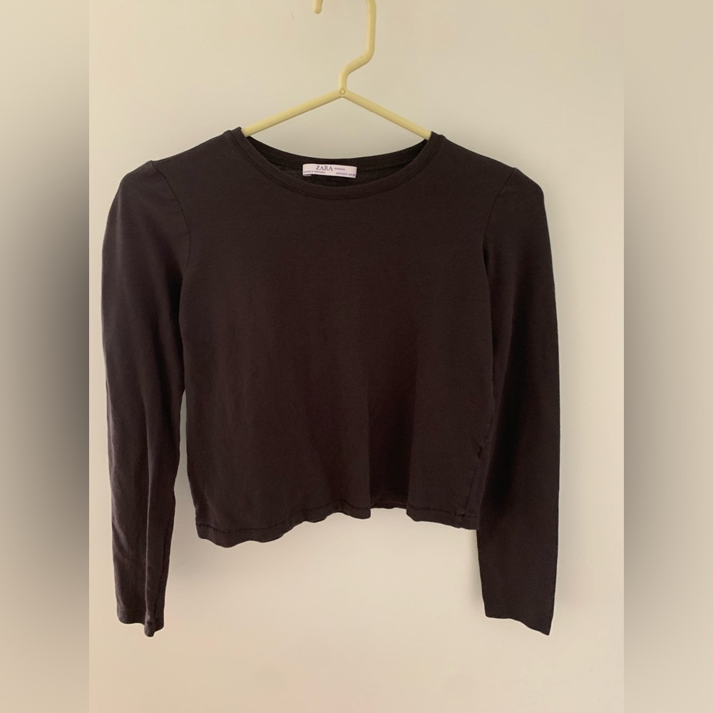 Zara cropped long sleeve shirt, charcoal black colour
